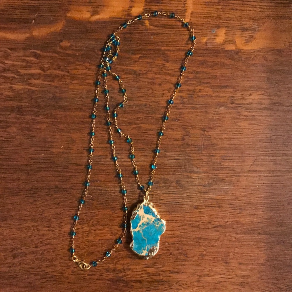 Agate Gold Dipped Pendant Necklace - image 6
